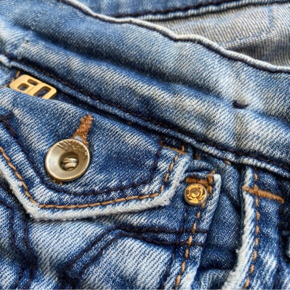 Miss 60’s jeans Style Shock ripped destroyed denim low rise slim straight 27 - Picture 5 of 14